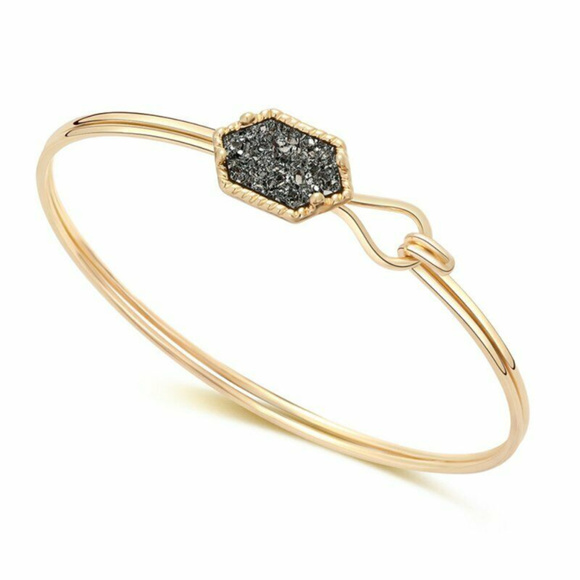 Jewelry - Grey Druzy Golden Bangle Bracelet